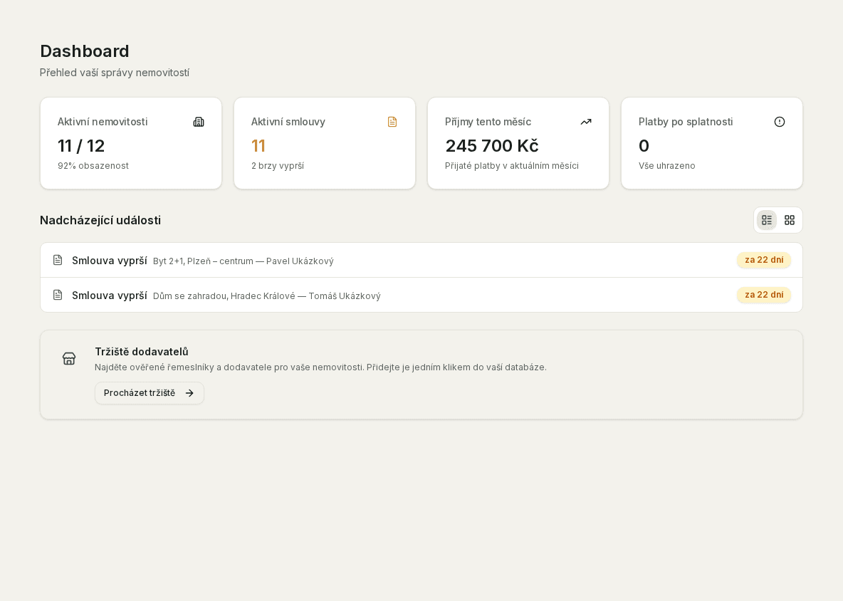 Reálný screenshot z aplikace — Automatizace