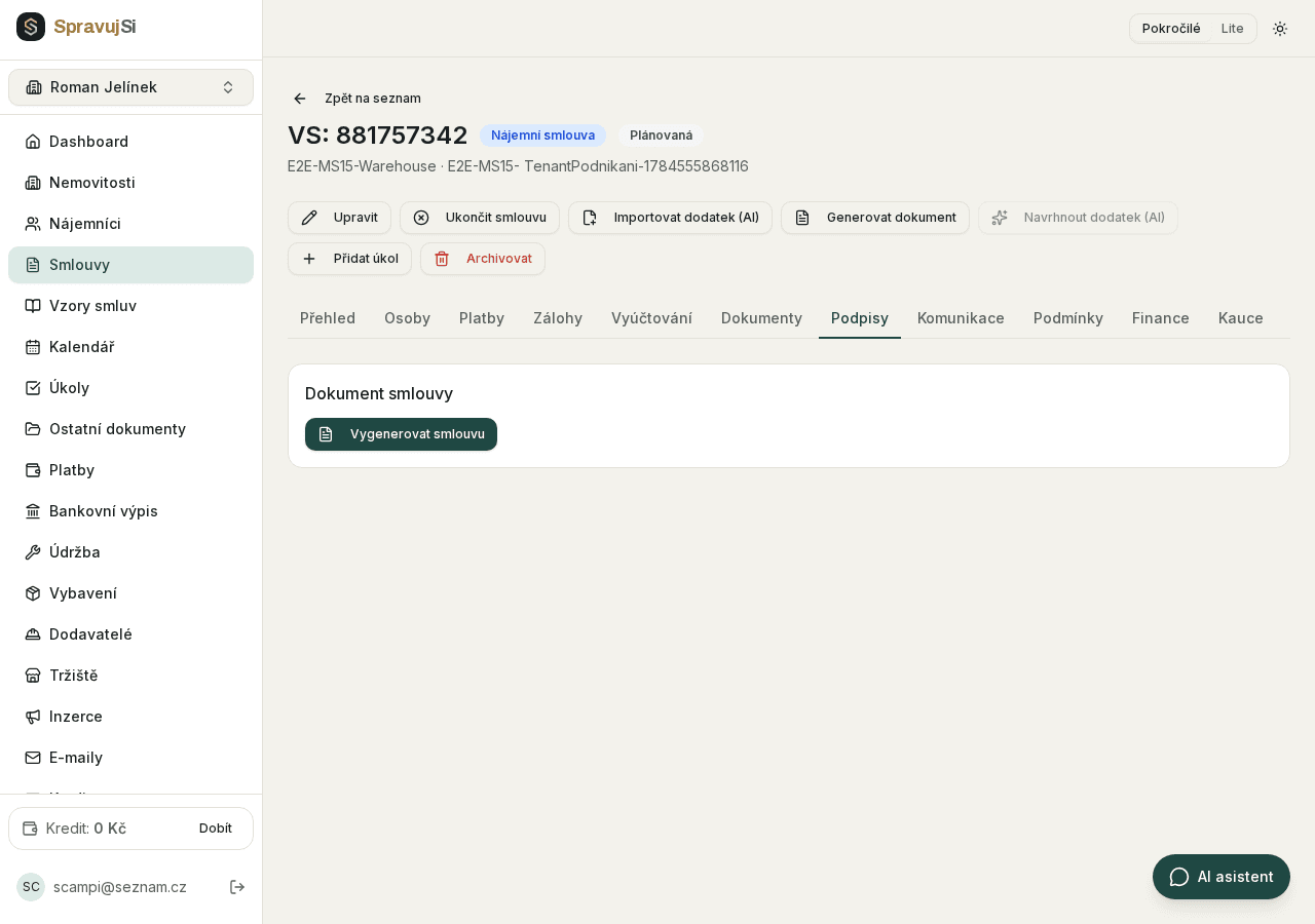 Reálný screenshot z aplikace — Smlouvy a e-podpis